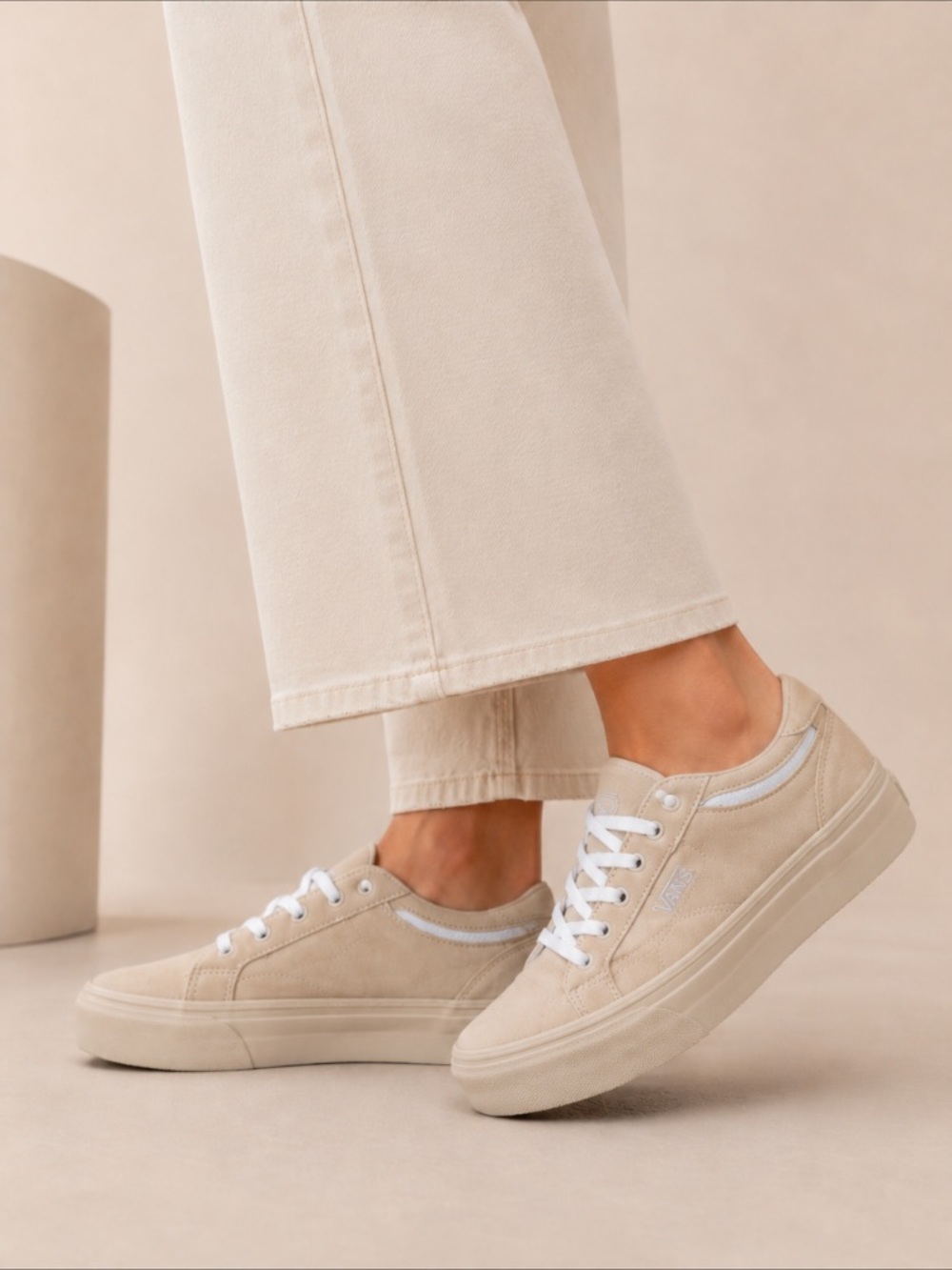 Vans Beige Cream Suede Low-Top Sneakers